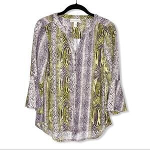 DANA BUCHMAN / green & purple snake print blouse